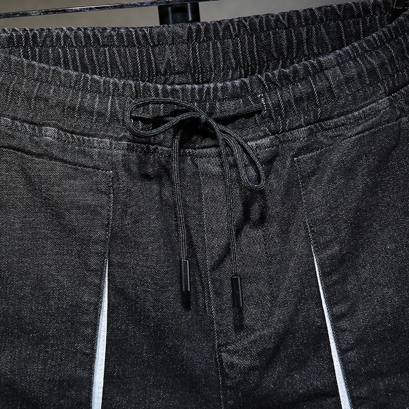 Low Price Men Jeans Ankle Banded Pants  S-7XL Large Size Loose Comfortable Elastic Waist Trousers  Hip Hop Causal Daily Pockets Decorative