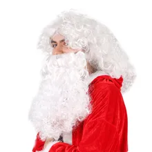 Рождественский косплей парик борода Санта Клаус белые кудрявые Длинные Синтетические волосы Взрослый Хэллоуин Косплей Костюм Рождественский подарок ролевые игры