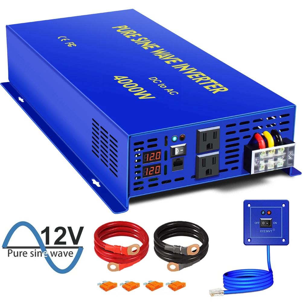 

XYZ INVT 4000W Pure Sine Wave Inverter Peak 8000W 12V 24V 36V 48V DC TO AC 220V Off-grid Inverter Car Batttery Use Home Use