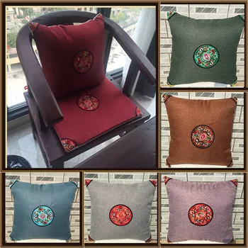 

Chinese linen cushion mahogany sofa pillow classical solid wood cushion ethnic office chair pillowcase with core