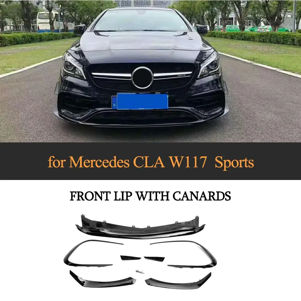 Для W117 автомобильный передний бампер для губ разветвитель диффузор фартук для Mercedes Benz cla Class W117 Sport- ABS глянцевый черный