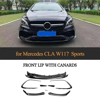 

For W117 Car Front Bumper Lip Splitter Diffuser Apron For Mercedes Benz CLA Class W117 Sport 2014 - 2019 ABS Glossy Black