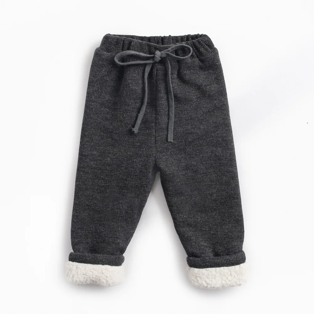 Штаны для малышей; сезон осень-зима; полиэстер; вельветовые утепленные брюки для мальчиков и девочек; детские брюки из овечьей кожи - Цвет: KPW8108-DGY