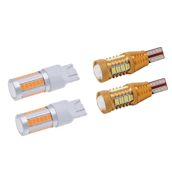 

5 Pcs DC12V LED Bulbs Backup Reverse Light Tail Light Turn Signals Light, 4 Pcs 7443, T20 Amber Yellow 900 Lumens Super Bright &