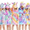 Winter Unicorn Hooded Robes Children Bathrobes Kids Star Bath Robe Homewear For Boys Girls Pyjamas Nightgown Kids Sleepwear Robe 1