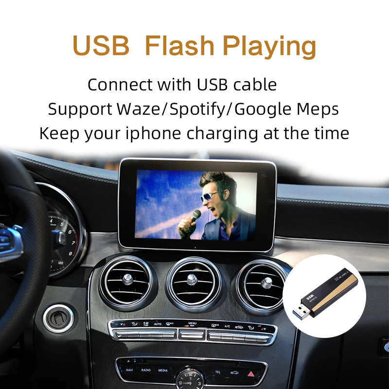 Sinairyu Aftermarket Беспроводной OEM Apple CarPlay Android авто зеркало Дооснащение Mercedes C Класс W205 GLC X253 15-19 NTG5 автомобиль играть