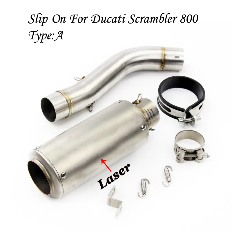 51mm Silencer Stainless Steel System Modified Motorcycle Exhaust Muffler Pipe Front Section Link For Ducati Scrambler 800 | Автомобили и