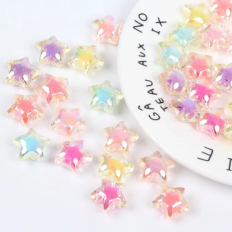 

Candy color beads acrylic plated stars straight hole beads in the beads diy jewelry accessories inside the beads 500g