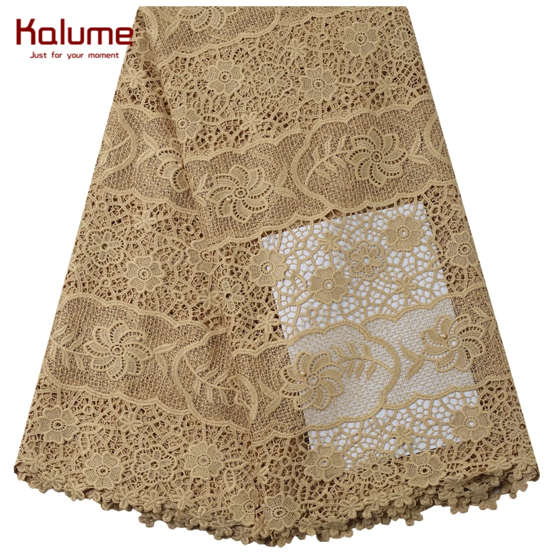 Kalume 2021 High Quality African Guipure Cord Lace Fabric Stoned Water Soluble For Nigerian Wedding Party Dress F2193 | Дом и сад