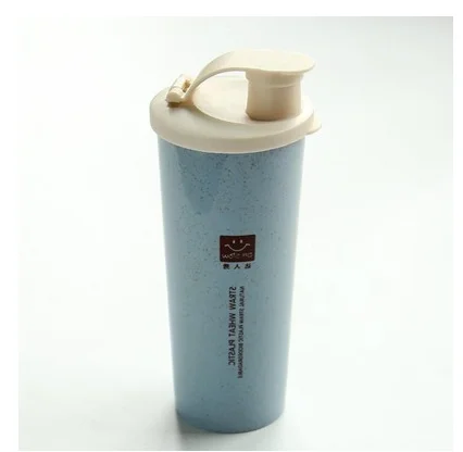 H686 Blue 450ml Домашний 450 мл стакан для воды с соломинкой Cola кофейные чашки Пшеничная солома пластиковая бутылка для здорового напитка Многофункциональная крышка H177 - Цвет: H686 Blue 450ml