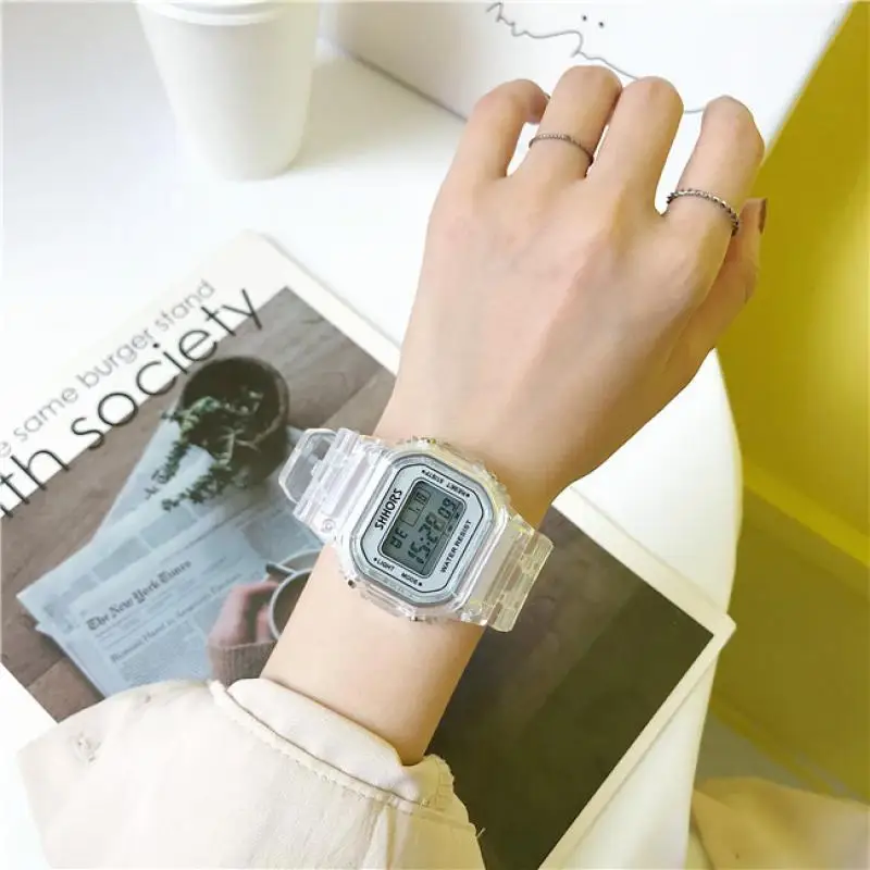 

LED Digital Creative Transparent Alarm Wrist Watch Women's Dress Business Wrist Watch For Women Girl Fashion Traveling GIFTS