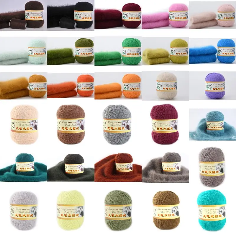50 grams per person High-quality soft mink wool hand-knitted luxury long-wool cashmere Crochet knitted yarn suitable for autumn