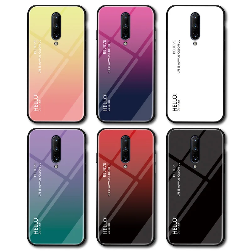 

Gradient Pattern Tempered Glass Case For Oneplus 7 7pro Ultra-thin Soft Edge Cover For One Plus 6 6T 5 5T Phone Case Coque Capa