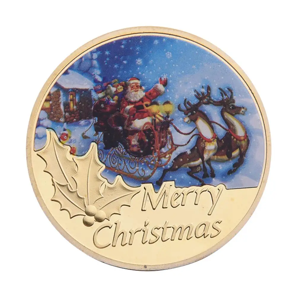

Xmas Santa Claus Sleigh Design Commemorative Coin Souvenir Embossing Christmas Collection Gift
