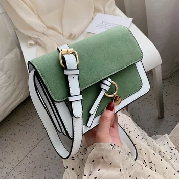 

Scrub Leather Crossbody Bags For Women 2019 Contrast Color Shoulder Messenger Bag Mini Fall Handbags and Purses
