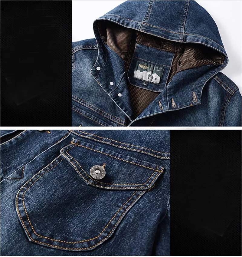 Mcikkny Men Cargo Casual Denim Jackets Coats With Hat Solid Color Hooded Jeans Jackets For Male Outwear Spring Autumn (5)
