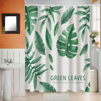 

Monstera Polyester Waterproof Shower Curtain Bathroom Partition Decorative Printing Curtain For Shower Room Home Decor With Hook