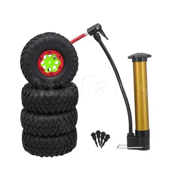 

Mxfans RC1: 10 Inflatable Tires & Red Beadlock 8 Hole Green Rims Pack of 4