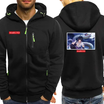 

Autumn Fleece Mens Jacket Naruto Sasuke Uchiha Anime Print Male Clothing Warm Streetwear Coats Men Personalized Zip Hoodies Tops