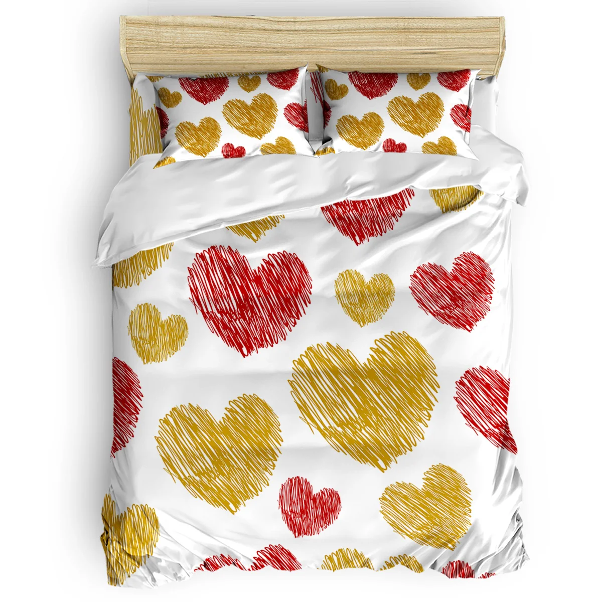 

Valentine'S Day Love Line Doodles Pattern Duvet Cover Set 3/4pcs Bedding Set Bed Sheet Pillowcases Cover Set
