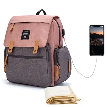 

2020 Large USB Mom Backpack Diaper Bag Baby Care Stroller Mummy Maternity Wet Bag Waterproof Baby Pregnant Bag Nursing Bags