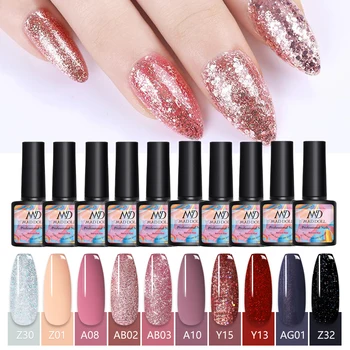 

MD MAD DOLL 10 Pcs/Set 8ml Pink Glitter Gel Nail Polish Colors Semi Permanent Gel Need UV LED lamp Nail Art Gel