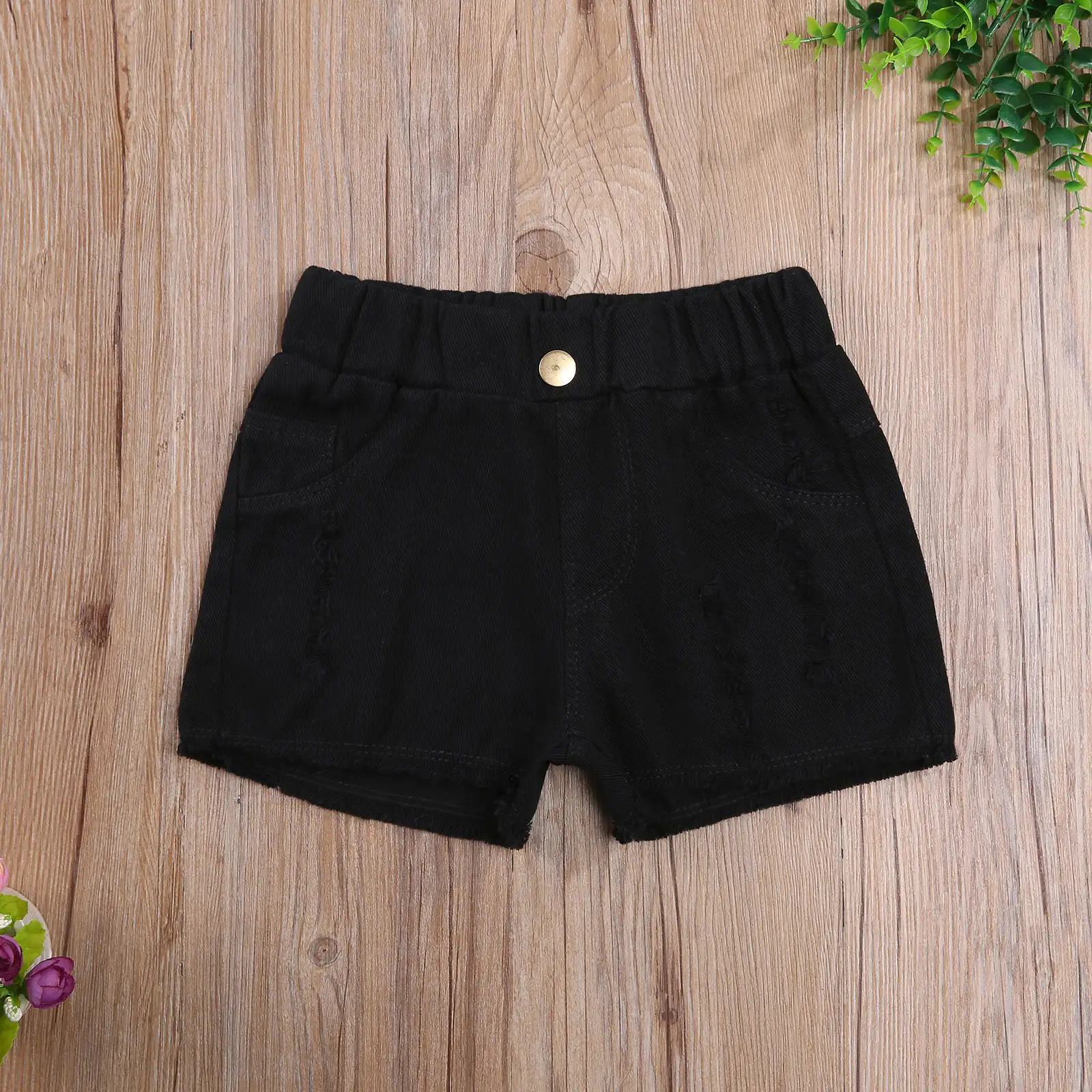 2-8y Summer Toddler Kids Baby Girl Denim Shorts Girls Solid Color High Elastic Waist Ripped Jeans Short Pants for Children kids shorts