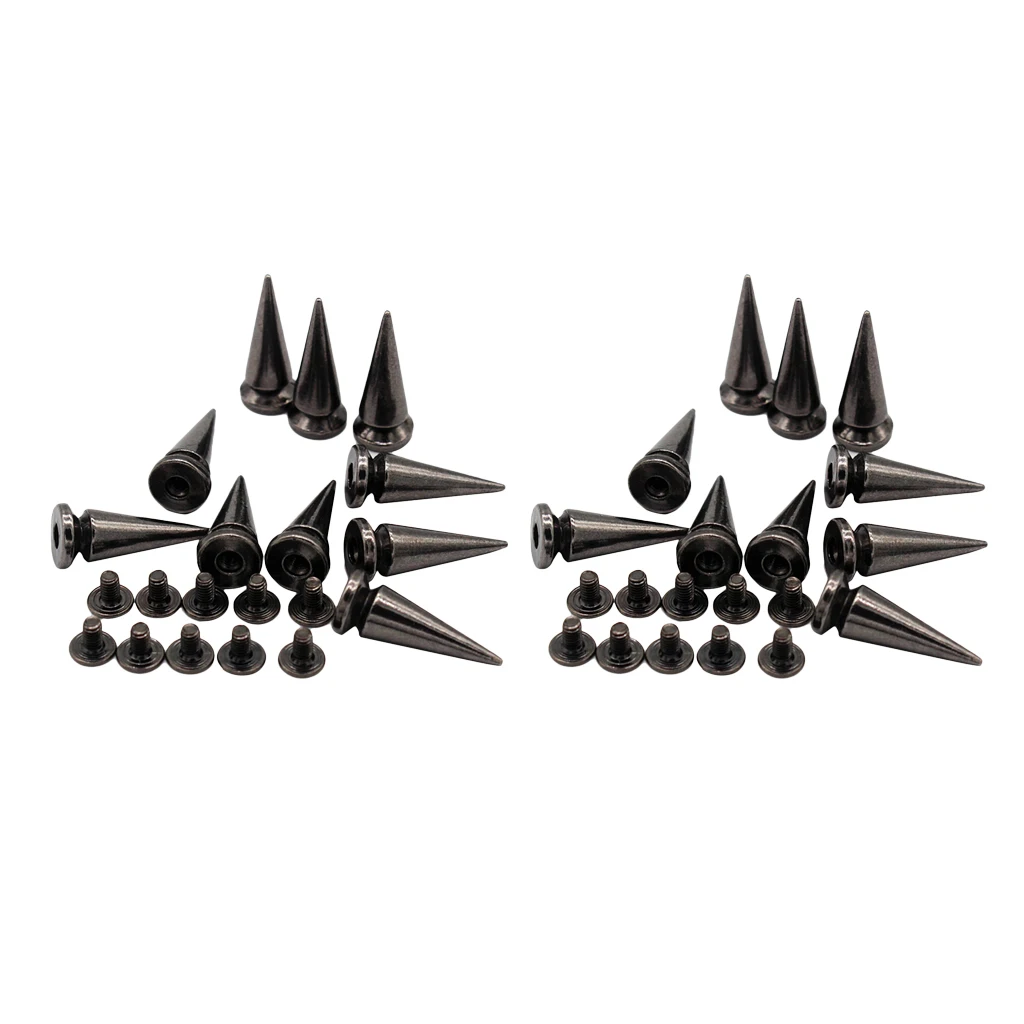 20 Sets 25mm Cone Screw Back Metal Studs Bags Leathercraft Rivets Black