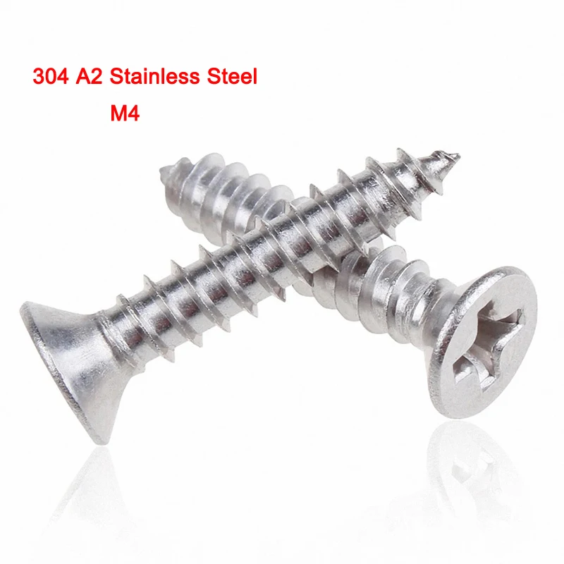 M4 Self-tapping Phillips Screws Countersunk Screw Lengthened 304 Stainless Steel 