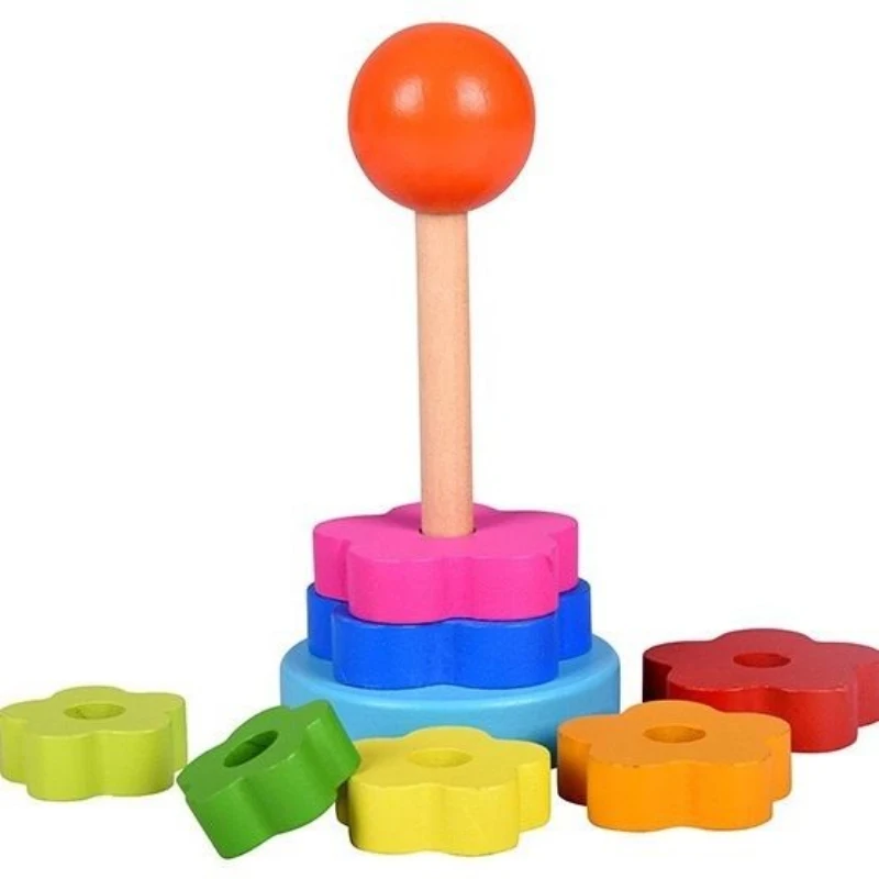 Детские материалы montessori деревянная сортировка машина раскроя укладки развивающие игрушки цветок стековая башня игрушки для детей младшего возраста 12-24 месяцев