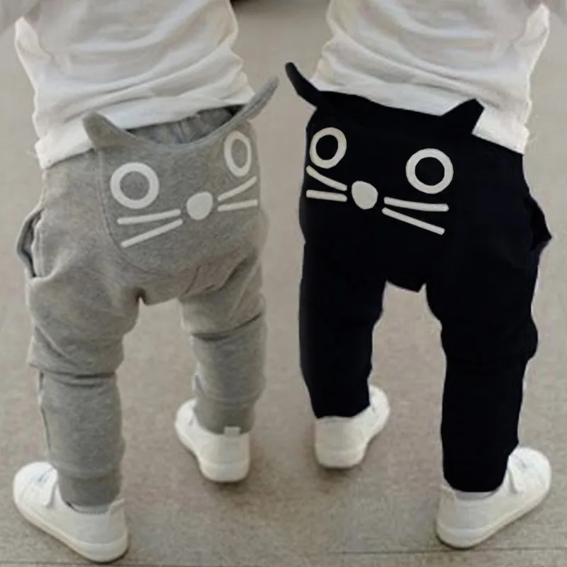 

AliExpress INS Childrenswear 2018 Autumn Clothing Men And Women Child Baby Cartoon Cat Harem Pants Child Pants