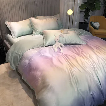 

Bed Viscose Universe Branch Spring and Summer Tencel 1.8M Stars Simple Four-piece Set Quilt Cover Gradient Color Supplies 60 Dou