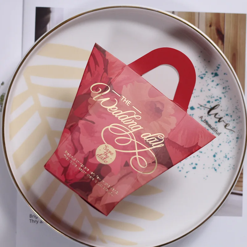 50 шт./лот подарочные пакеты с ручками, сумка для печенья, бумажная упаковочная коробка для конфет, свадебные сувениры и подарки, товары для дня рождения - Цвет: Style 1