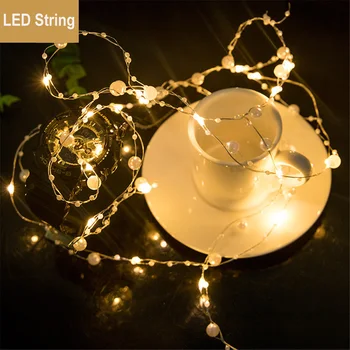 

Pearl LED Lights String Battery Operated for Wedding Home Christmas Birthday Party Decorations Fairy LED Copper Wire Lights