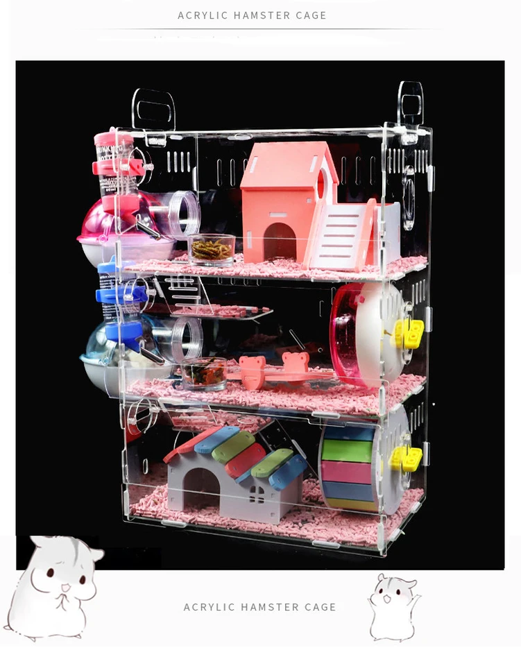 小動物ペット用の完全透明で な大型アクリルケージ(70.5x43.5x39cm) 大型の透明なアクリル製ペットケージ,モルモット用の大型の透明な