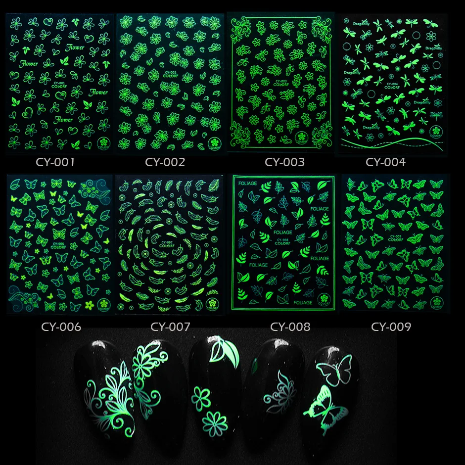 1-Uds-3D-verde-calcoman-a-lumi