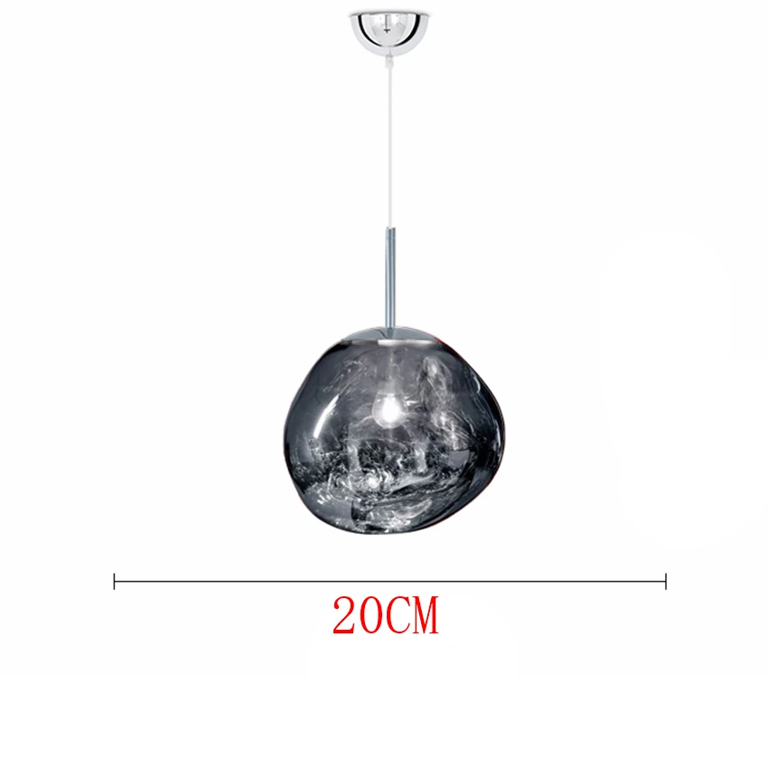 Современный светодиодный подвесной светильник DIXON Melt Lava, подвесной светильник, s стеклянный несимметричный светильник, светильники, серебро/золото/красная медь, лофт, подвесной светильник - Цвет корпуса: Silver 20CM