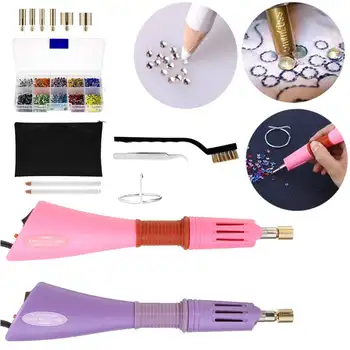 

100-240V Rhinestones Hotfix Applicator with 7 Tips Crystal Glass Rhinestone Hot Fix Applicator Strass Wand Storage Bag Tool Kit