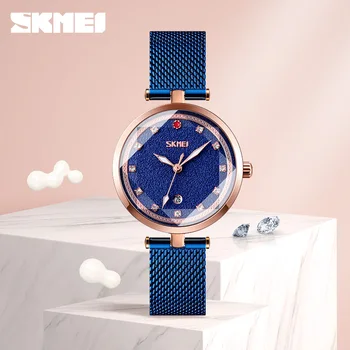 

Quartz Women's Watches Luxury Brand SKMEI Wrist Watch Date Display Fashion Dess Ladies Bracelet Watch Stainless Steel Clock