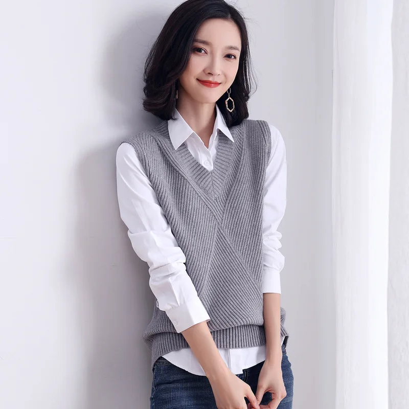 Women's Sweater 2019 Spring and Autumn New Knit Women's Short Sweater Vest Women Winter Vest Women  Sweater Vest