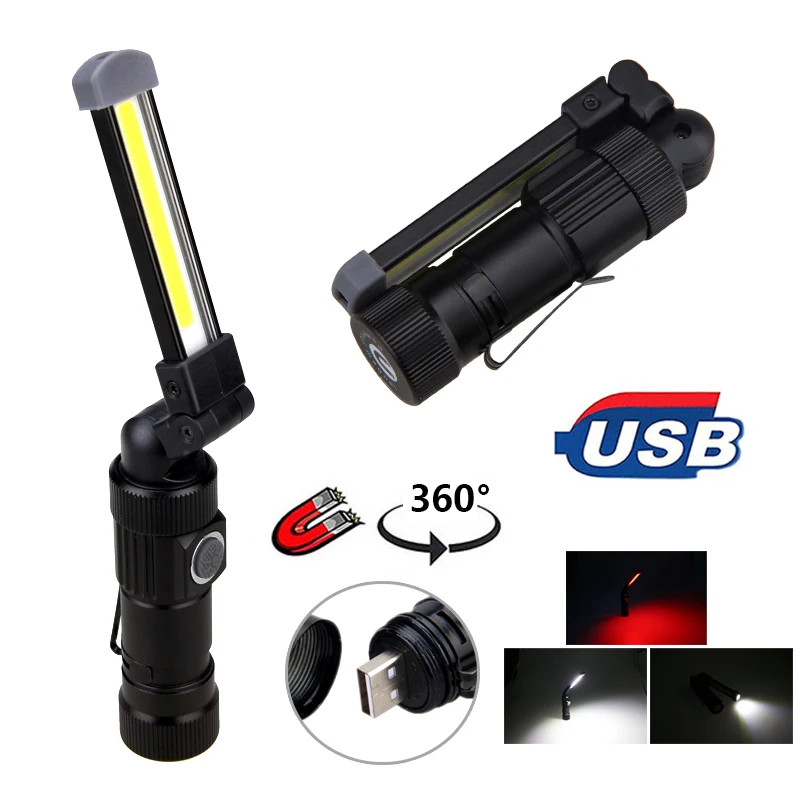 

Built-in battery with magnetic base 5 mode LED work light garage lantern tent flashlight light portable COB USB rechargeable