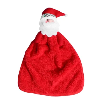 

2 Pcs Christmas Embroidered Hand Towel Wall-Mounted Wipe Towel Flannel Fabric Cleaning Rag for Kitchen Bathroom (Snowman+Santa C