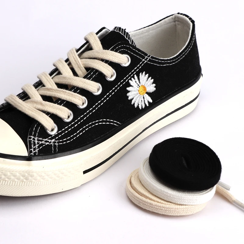 

Cotton Flat Shoelaces Classic Retro Double weave Shoelace Women And Men Canvas Sneakers Sports Shoes White Black Shoe Laces