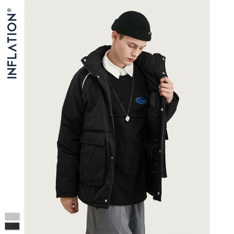Зимняя мужская куртка с принтом в стиле хип-хоп, Свободное пальто со стоячим воротником, мужская одежда, Повседневная Верхняя одежда abrigo hombre 9753W