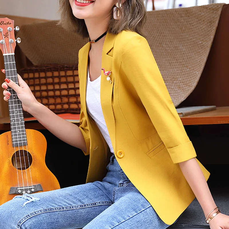 

Yellow Small Suit Women's Short 2019 Spring And Summer New Style Korean-style Women's Slim Fit Fashion Casual Versatile Suit Coa