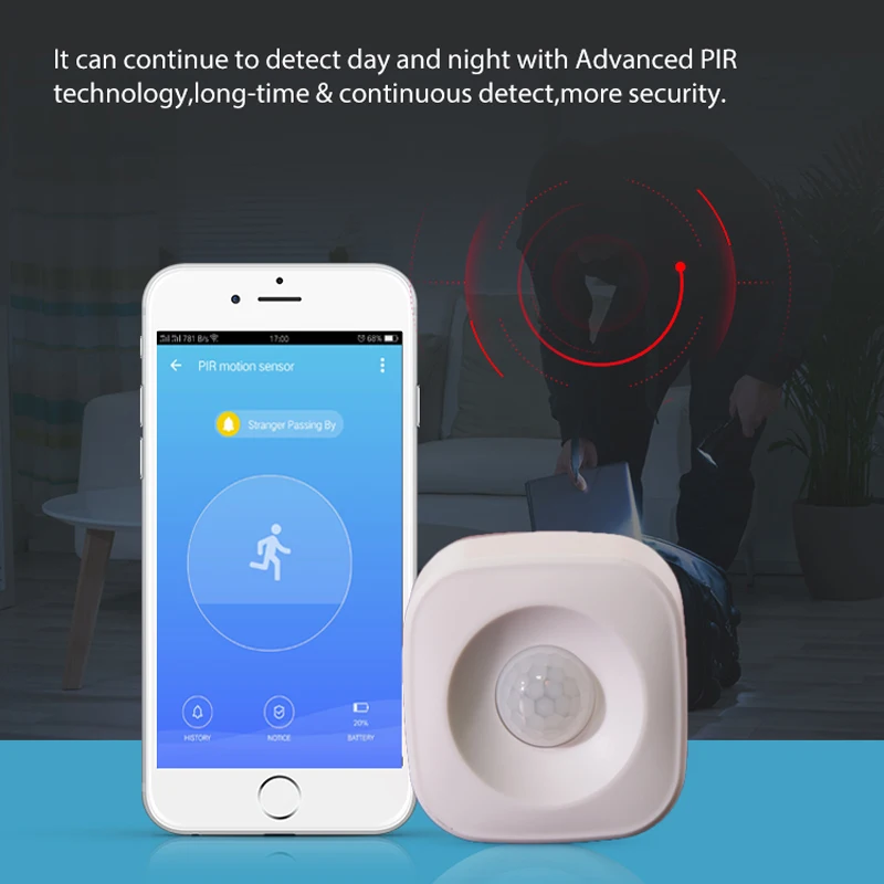 SmartLife Wifi PIR Motion Sensor Wireless Infrared Detector Tuya Smart APP Control For Home Security Burglar Alarm Sensor