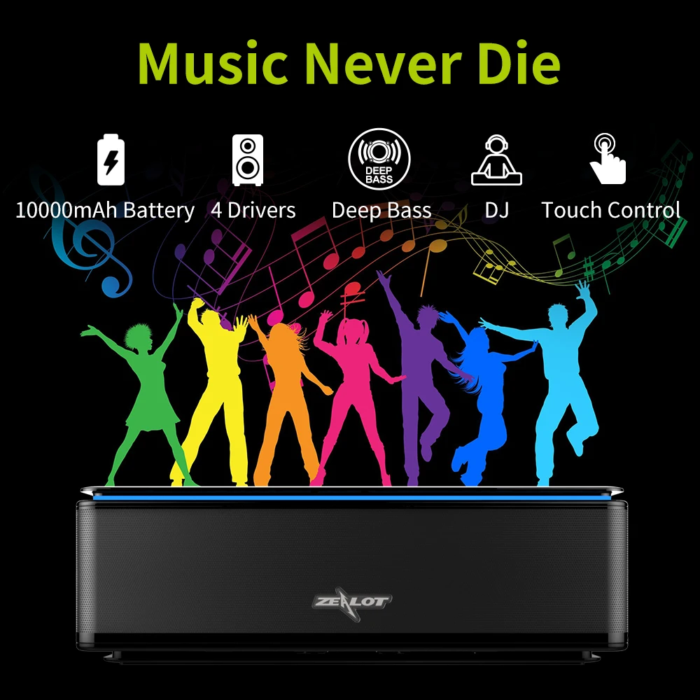 Фото ZEALOT Enceinte Bluetooth Puissant сабвуфер динамик Altavoz Potente FM радио Bocinas Alta Fidelidad S7 Портативные ZEALOT Enceinte Bluetooth Puissant сабвуфер динамик Altavoz Potente FM радио Bocinas Alta Fidelidad S7 Портативные