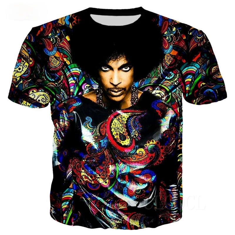 Summer Hot Sale Singer Prince Rogers Nelson 3d Printed T-shirt Fashion Casual Hip-hop Harajuku Short Sleeve Round Neck Tops | Мужская
