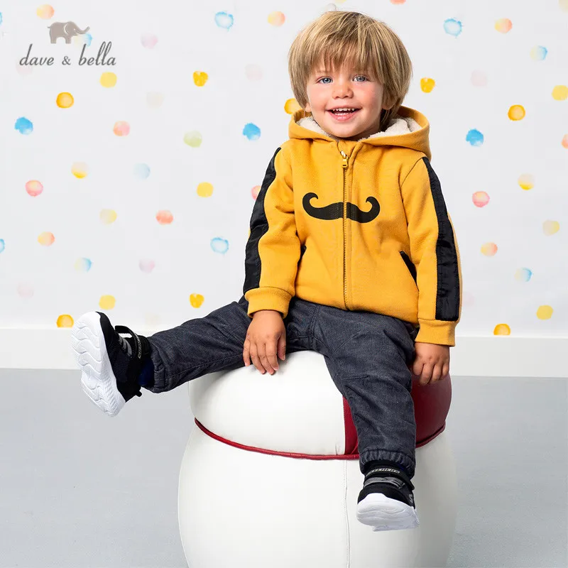 

DBS15972 dave bella winter baby boys fashion cartoon pockets hooded coat children tops infant toddler outerwear
