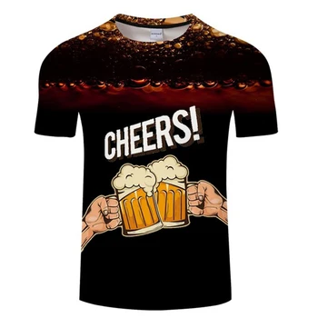 

Black 3D T Shirt Casual Sports Men Tshirt Beer Cans Printed Hip-hop Round Neck Short-sleeved Men's / Women's T-shirt Tops